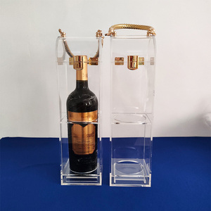 Sang trọng rõ ràng Acrylic Hộp Quà Tặng rượu vang với xử lý vàng tùy chỉnh Acrylic Top Wine Bottle Hộp quà tặng - Product Image 2