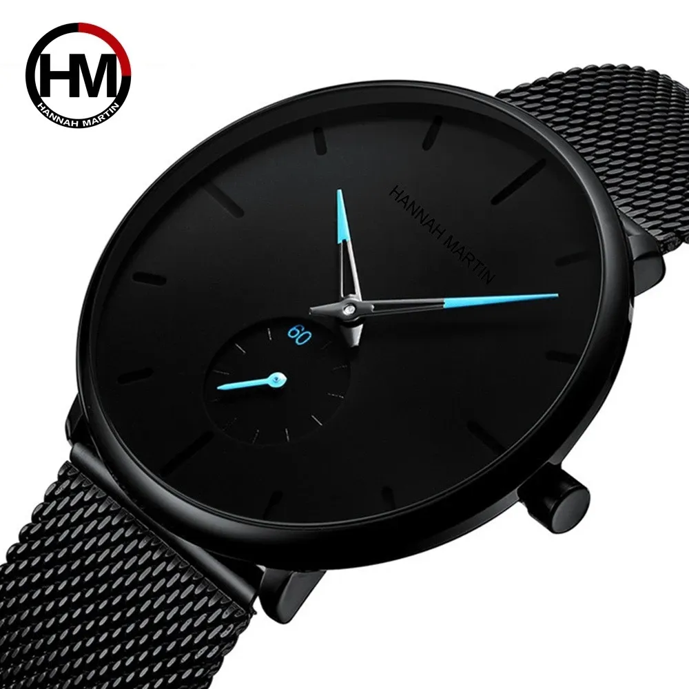 Hannah Martin 2140 Minimalist Mens Quartz Watches Wristwatches Ultra Thin Stainless Steel Custom Men Watch 