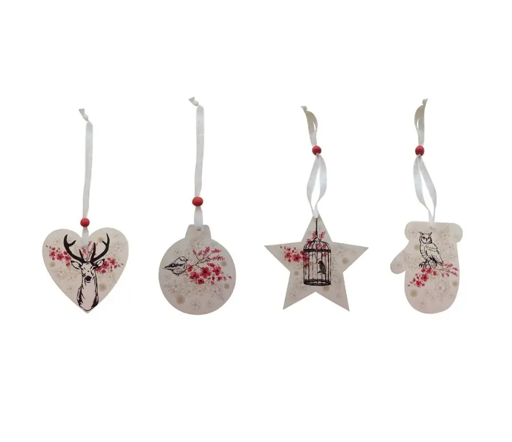 heart /ball/star/gloves shaped wooden christmas hanging ornament