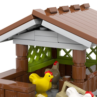 Ensemble de construction MOC de poulailler de ferme engageant, compatible avec les principales marques, avec 6 poussins et 6 œufs, personnalisable