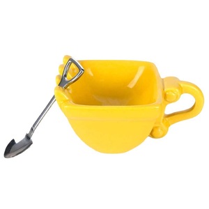 3D <strong>Yellow</strong> Excavator Bucket Model Cafe Coffee <strong>Mug</strong> With Spade Shovel Spoon Funny Digger Ashtray Cake Container Tea Cup W24-536 - Product Image 6