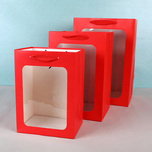 Bolsa de regalo de cartón Kraft blanco con ventana <span class=keywords><strong>abierta</strong></span> para envolver <span class=keywords><strong>floristería</strong></span> logotipo personalizado Material artesanal duradero - Product Image 4
