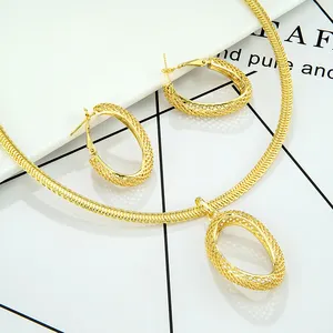 Hot Selling 24K Micron Silver Gold Plated Spiral Pendant Necklace 22K Arabic Fashion Women Gold Copper Jewelry