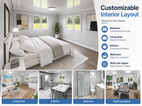 Contenedor Móvil Expandible Impermeable y Transpirable de 20 pies para Hotel, Listo para Enviar, con 2 o 3 Dormitorios, Cocina, Salón, Diseño Moderno, Panel Sándwich