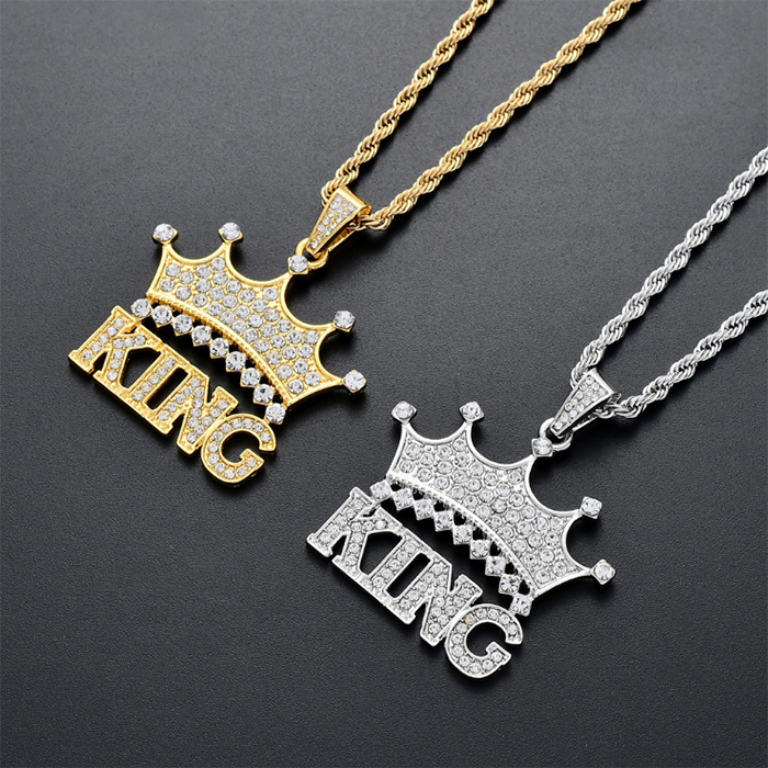 Halukakah ○ Kings Landing ○ Gouden Ketting voor Mannen 18k Echt Goud Verguld Iced Out Kroon Leeuw Hanger Ketting,Volledige Cz Lab diamanten Prong Set,met 3mm Babytennisketting 20,GRATIS Geschenkdoos