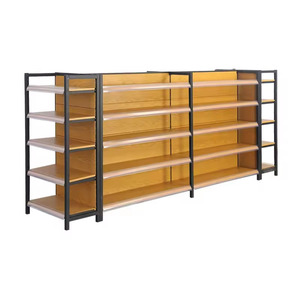 Étagères de supermarché personnalisables sur un côté avec quatre colonnes verticales pour stabiliser le présentoir - Product Image 3
