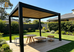 Pergola moderne en aluminium RKOVE avec toit rétractable et pare-soleil pour la vie en plein air dans la cour - Product Image 6