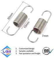 Ressort de tension à double crochet en acier inoxydable personnalisable 30 mm x 7 mm x 0,7 mm, galvanisation/nickelage pour l'automobile et le mobilier
