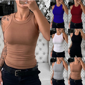 Top Corto de Punto Acanalado para Mujer, Blanco, Verano, Casual, Fitness, Colores Caramelo, Hombros Descubiertos, Sexy - Product Image 2