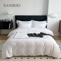 SANHOO haute qualité hôtel 100% coton turc draps couette couette broderie Logo coton biologique 7 pièces ensemble de literie confortable