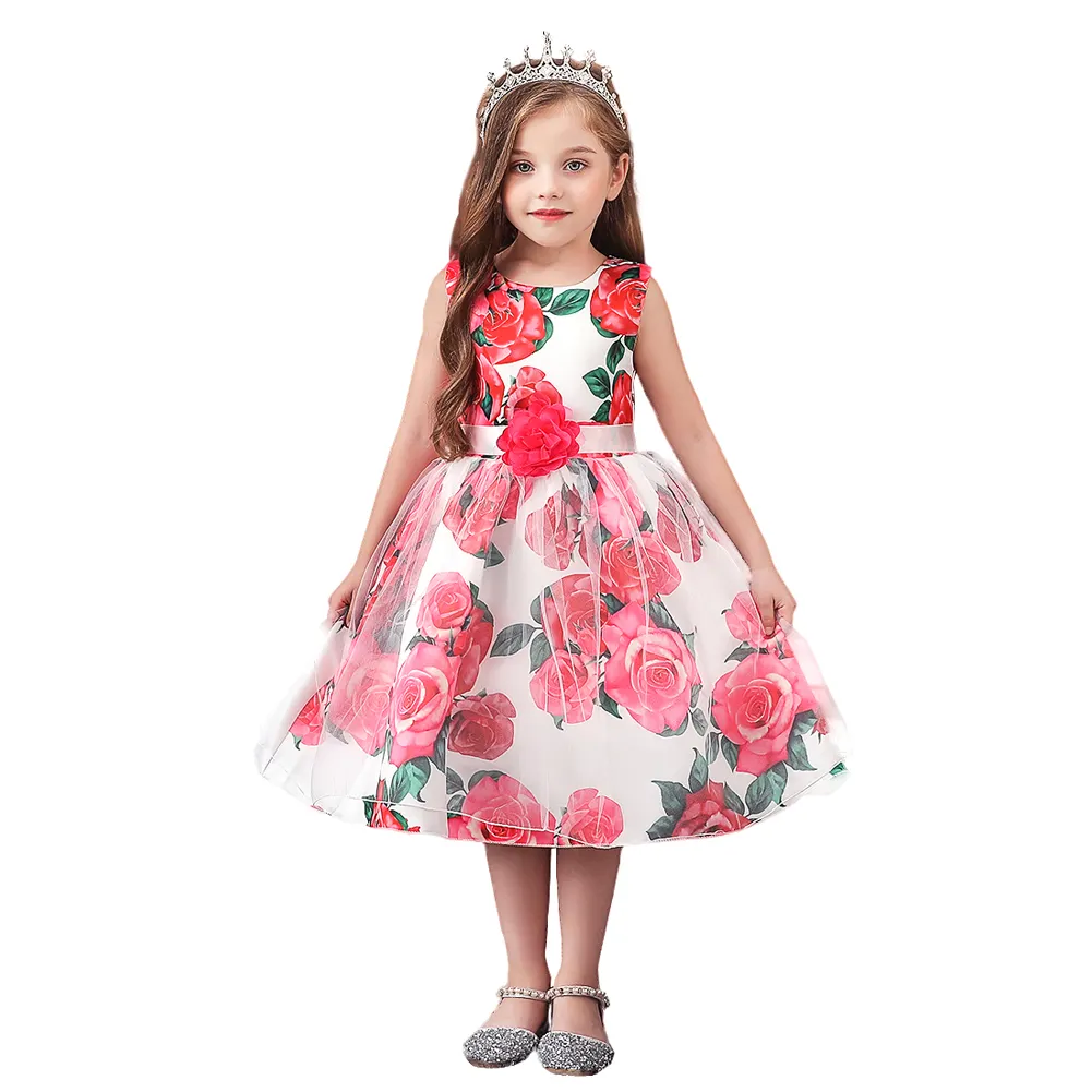 Summer flower dress for little girls purple Wedding Dress for 6 years old elegant party gown for girls birthday