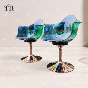Chaise de salle à manger Turri Luxury Back Bar, chaise en résine à pétales de fleurs, sculpture en cristal artificiel transparent, chaise de loisirs pour salle d'attente - Product Image 1