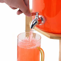 10L Yüksek Borosilikat Cam İçecek Dağıtıcısı, Bambu Standlı, Kafe, Otel Büfesi ve Limonata, Buzlu Çay Servis Ekipmanı