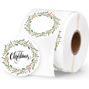 Etiquetas térmicas directas de Navidad personalizadas, pegatinas de Navidad, calcomanías de impresora de muérdago de bayas de acebo para vela de invierno, etiqueta de nombre, diseño de logotipo - Product Image 1