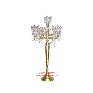 Candelabros de plata 5 brazos de vidrio transparente para decoración con cristal colgante recién llegado candelabros hechos a mano - Product Image 3