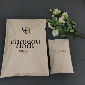 Branded Cream Shipping Bags with Logo - Waterproof Poly Mailers for Apparel E-commerce with Self Adhesive Seal - Product Image 2