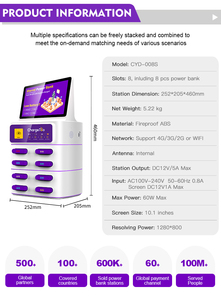 Distributeur automatique de terminal de point de vente avec chargeurs de téléphone de lecteur de carte d'affichage à LED haute capacité et station de charge de location de batterie externe - Product Image 2