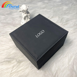 Factory Direct Rectangle <b>Watch</b> Box Leather Black With White Cotton Inner Snap Closure Protective <b>Case</b> For Jewelry Storage - Product Image 2