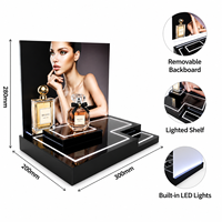 Support d'affichage de parfum en acrylique LED personnalisé, présentoir de comptoir pour flacons de parfum avec panneau publicitaire