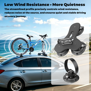 Porte-vélos de toit de voiture Altowell noir, 6 pouces, ventouse puissante, alliage d'aluminium, installation rapide, trois ventouses, compatible avec les berlines et les SUV - Product Image 1