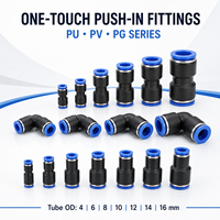 PU PV PG Sambungan Pneumatik Tekan (Push-in) Lurus, Sambungan Siku, Reducer, Konektor Selang Udara 4mm hingga 16mm Garansi 1 Tahun