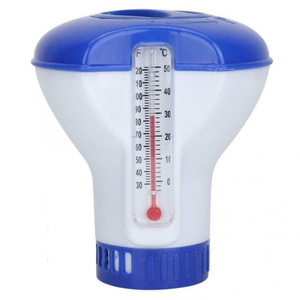 جهاز متعدد الوظائف لتوزيع المواد الكيميائية في حمامات السباحة مقاس 5 بوصات مع كريات دوائية عائمة ومقياس حرارة - Product Image 3