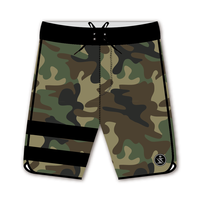 Shorts de plage pour hommes à imprimé camouflage hautement élastiques, logo de marque personnalisé, imperméables, pour l'été, le surf et la natation