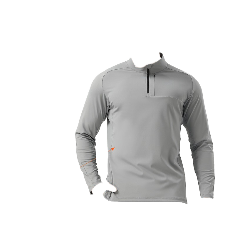 Men's Spandex/Nylon Half-Zip Quick Dry Wrinkle-Resistant Sports Top High-Elastic Stand-Up Collar for Autumn Fitness Training