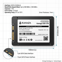 KANAGA SSD SATA 3 da 1TB 2.5" 500MB/s 3D TLC NAND Disco Rigido Interno ad Alta Velocità per PC Laptop Computer Desktop