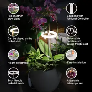 J & C 화분 메이트 10w 와이어 스위치 최신 릴리스 화이트 허브 및 정원 키트 허브 라이트 스마트 성장 식물 반지 성장 빛