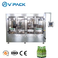 Ligne de production de machines de lavage, de remplissage et de bouchage de bouteilles en plastique et en verre pour boissons gazeuses et eau liquide entièrement automatique