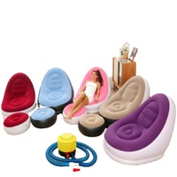 Canapé gonflable avec repose-pieds, canapé gonflable pliable portable, design moderne pour salon, camping en plein air, canapé-lit imperméable