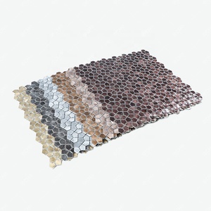 Factory Customized Multi-level Pentagon Gravity Aluminium Silver Metal <b>Mosaic</b> Tile for Home Decor - Product Image 6
