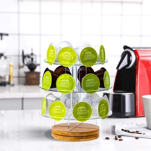 Support de rangement rotatif à 360° pour dosettes de café Dolce Gusto K-<span class=keywords><strong>Cup</strong></span> en acrylique/bambou écologique, capacité de 24 pièces, trois niveaux - Product Image 1