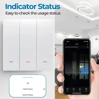 Interruptor de Luz Inteligente Tuya con Wi-Fi, Control por Aplicación, Control con Botón, Compatible con Cable Neutro/Sin Cable Neutro, Compatible con Alexa y Google Home