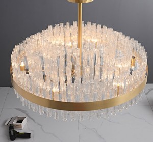 Hiện đại vòng brass chiếu sáng khách sạn biệt thự phòng khách nhà bếp phòng ngủ Tường Hình Chữ Nhật Đồng Treo Mặt dây chuyền đèn chùm đèn - Product Image 4