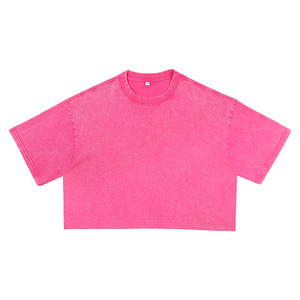 T-shirt court pour <span class=keywords><strong>femme</strong></span>, logo personnalisé, délavé à l'acide, coupe vintage, en coton, style sexy, <span class=keywords><strong>streetwear</strong></span> - Product Image 4