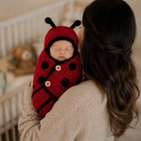 Sac de couchage en tricot pour bébé hibou au crochet, ensemble de vêtements pour bébé animal, gigoteuse douillette pour nouveau-né, accessoire photo