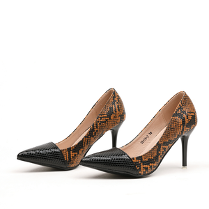Zapatos de tacón fino y estampado de serpiente, Punta simple, moda europea americana - Product Image 4