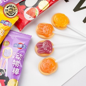 Piruletas Divertidas con Forma de Animales de Dibujos Animados, Caramelos Duros con Sabor a Frutas para Niños, <span class=keywords><strong>Bolsa</strong></span> de Sabores Mixtos de Doble Tono, Alta Calidad, Venta al por Mayor - Product Image 3