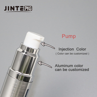 Flacon pompe sans air en aluminium argenté personnalisé de 15 ml, 30 ml, 50 ml, 80 ml, 100 ml, 120 ml pour sérum cosmétique et soins de la peau