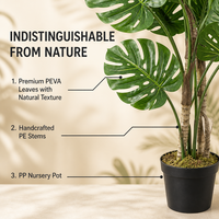 Plante artificielle Monstera exotique haute, ornement de verdure artificielle pour la décoration intérieure et la mise en scène d'événements