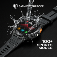 Reloj Inteligente Deportivo K66 de 1.85 Pulgadas, Batería Grande de 730 mAh, Reloj Inteligente Deportivo Resistente para Exteriores para Hombres, Modos Deportivos Android e iOS, Voz AI