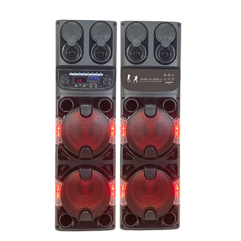 Troli audio profesional 200W, baterai nirkabel portabel Speaker daya aktif luar ruangan kayu 10 inci