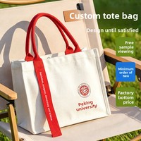 Bolso de Mano Personalizado con Estampado Geométrico Laminado en 3D, Correa Cruzada de Lona, Asa de Satén, para Publicidad Universitaria
