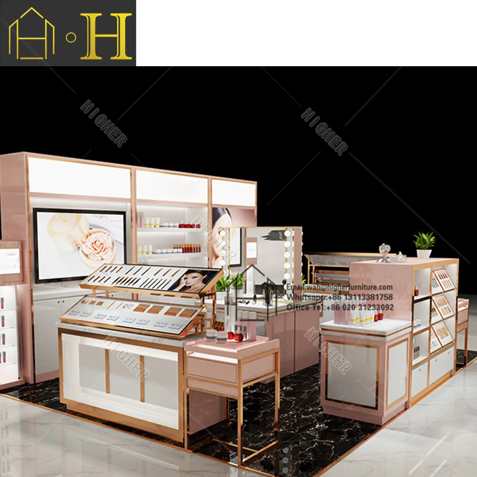 أثاث متجر طلاء الأظافر المخصص لتصميم خزانة مستحضرات التجميل