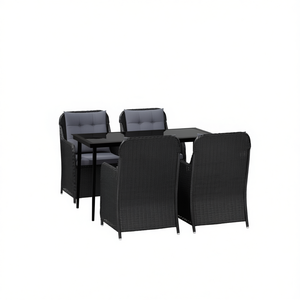 Set da Pranzo da Giardino in Acciaio Nero a 5 Pezzi, Mobili da Esterno Verniciati a Polvere, Stile Contemporaneo - Product Image 1