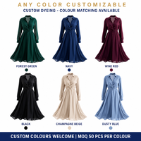 Robe personnalisée pour femme à col chemise torsadé, col en V, manches longues, coupe ajustée et évasée, longueur midi, fabricant OEM ODM sous marque privée