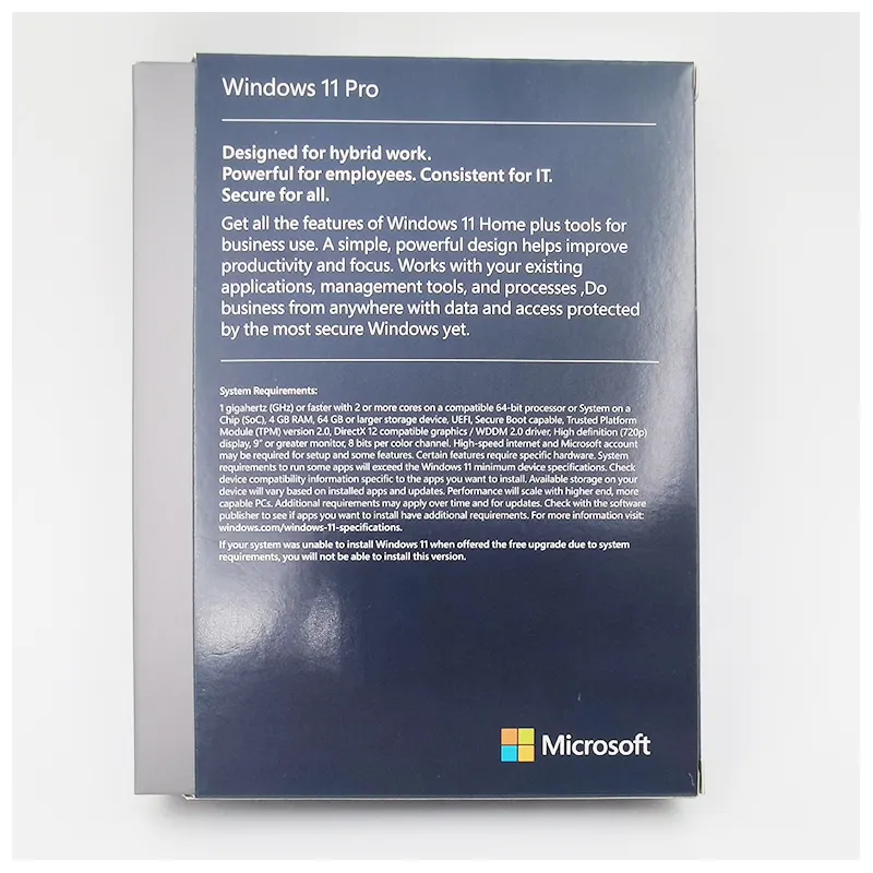 Win 11 Pro Retail Box USB Muliti Idioma 100% Activación en línea Envío gratis Win 11 Pro Key