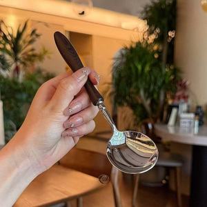 Imitation Chicken Wing Wood Round <b>Spoon</b> Stainless Steel Rust Resistant <b>Serving</b> <b>Spoon</b> For Catering - Product Image 2